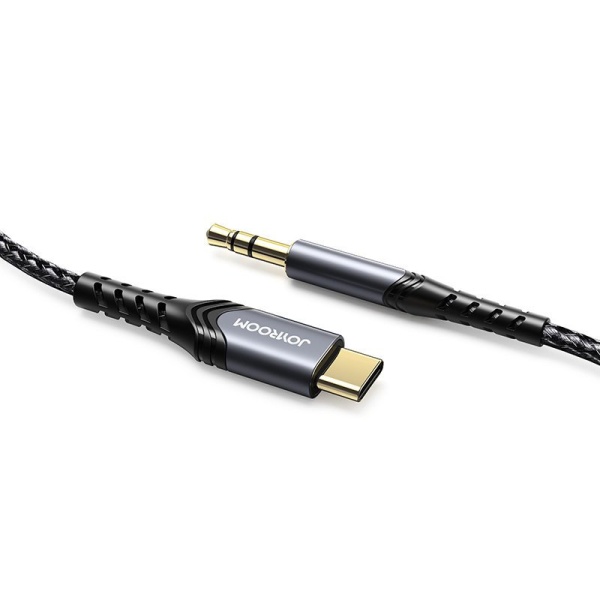 Cablu Audio Stereo Joyroom AUX Mini Mufă 3,5 Mm - USB Tip C Pentru Telefon Tabletă 2 M Negru (SY-A03) 