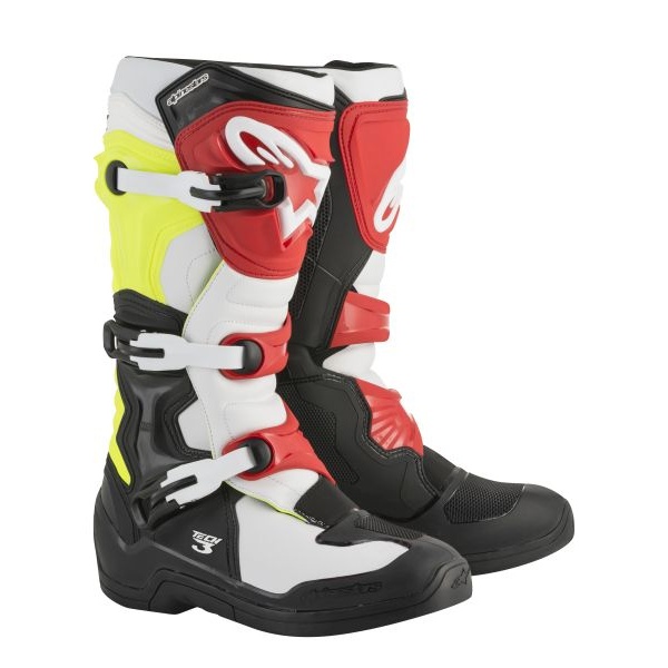 Cizme Piele Moto Alpinestars Tech 3 Mx Negru / Alb / Rosu / Galben Marimea 8 2013018/1053/8