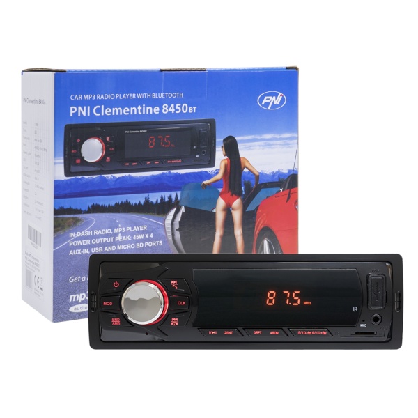 Radio MP3 player auto PNI Clementine 8450BT 4x45w 1 DIN cu SD, USB, AUX, RCA si Bluetooth PNI-8450BT