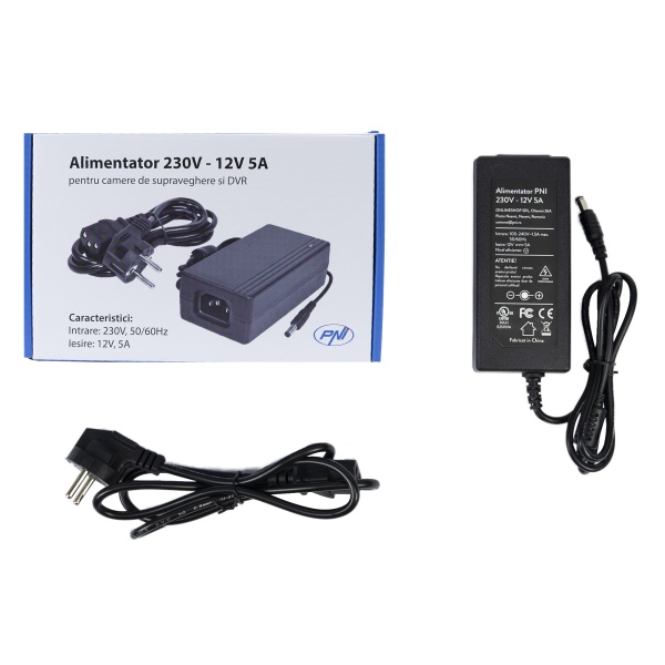 Alimentator PNI 230V - 12V 5A pentru camere de supraveghere si DVR PNI-ACCTVALIM