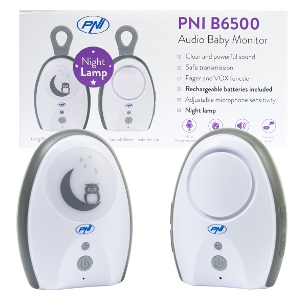 Audio Baby Monitor PNI B6500 wireless, intercom, cu lampa de noapte, functie Vox si Pager, sensibilitate microfon reglabila PNI-B6500