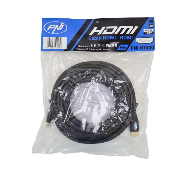 Cablu HDMI PNI H1000 High-Speed 1.4V, plug-plug, Ethernet, gold-plated, 10m PNI-HDMI10M