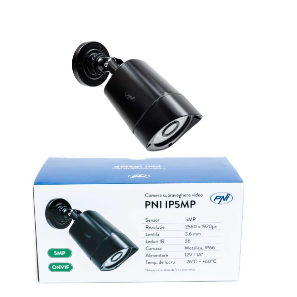 Camera supraveghere video PNI IP5MP cu IP, 5MP, H.265, ONVIF, de exterior si interior IP66 PNI-IP05MPX
