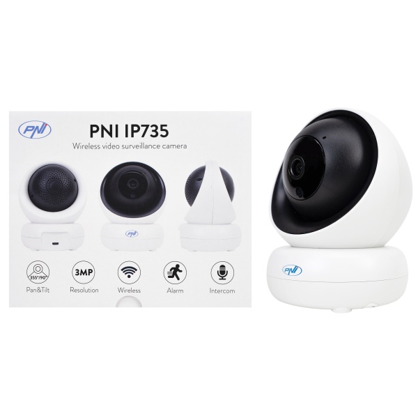 Camera supraveghere video PNI IP735 3Mp cu IP P2P PTZ wireless, slot card microSD, control din aplicatie PNI-IP735