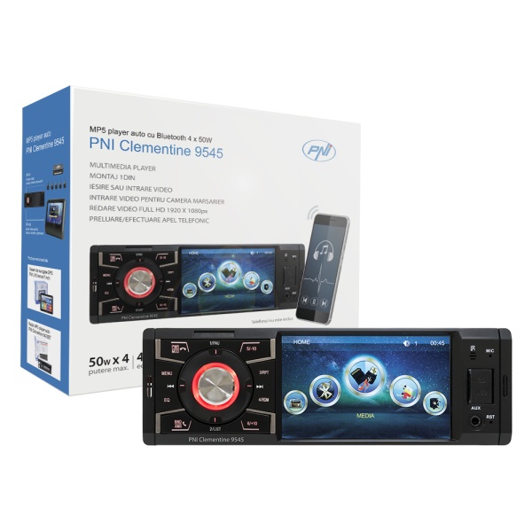 MP5 player auto PNI Clementine 9545 1DIN display 4 inch, 50Wx4, Bluetooth, radio FM, SD si USB, 2 RCA video IN/OUT PNI-MP5-9545