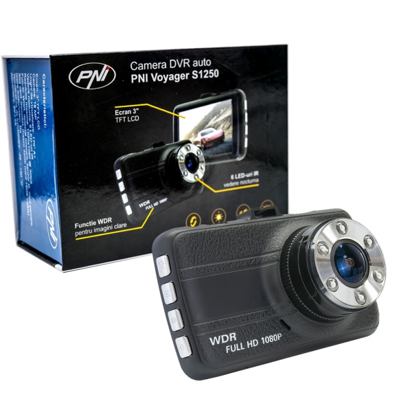 Camera auto DVR PNI Voyager S1250 Full HD 1080p cu display 3 inch si Card de 16Gb inclus PNI-S1250
