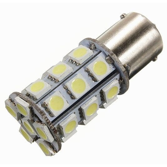 Led Auto Rosu BA15S 27 Smd Cu Pini Simetrici La 180 Grade 484981