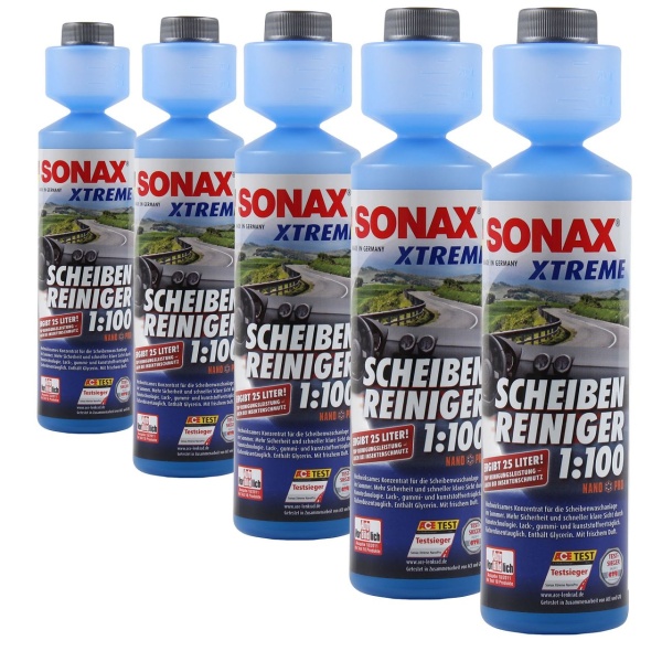 Set 5 Buc Sonax Xtreme Detergent Pentru Geamuri 1:100 Nano Pro Geam Liber 250ML 271141