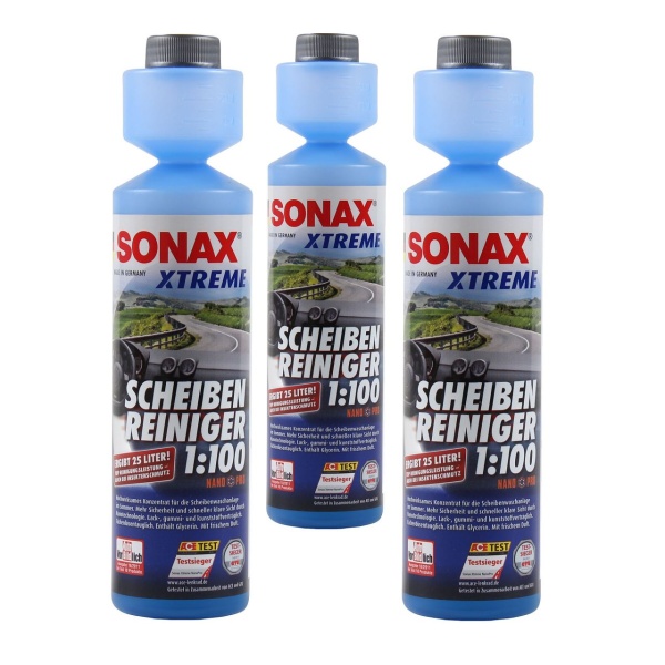 Set 3 Buc Sonax Xtreme Detergent Pentru Geamuri 1:100 Nano Pro Geam Liber 250ML 271141