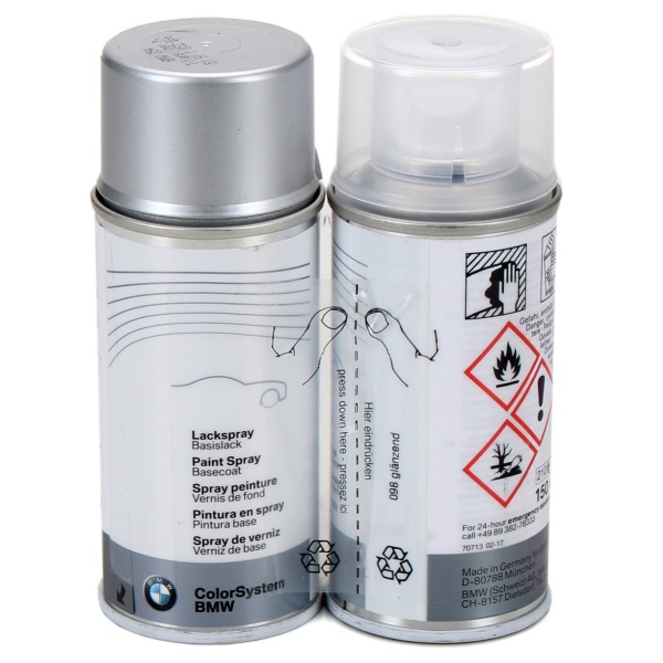 Set Spray Vopsea + Lac Oe Bmw Argintiu Titanium Silver 354 150ML 51911052566