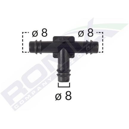 Conector Furtun Teu Universal 8mm - Negru Set 5 Buc  Romix B21102-RMX