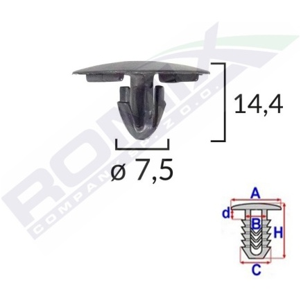 Clema Capac Motor Pentru Lexus/toyota 7.5x14.4mm - Negru Set 10 Buc  Romix B25665-RMX