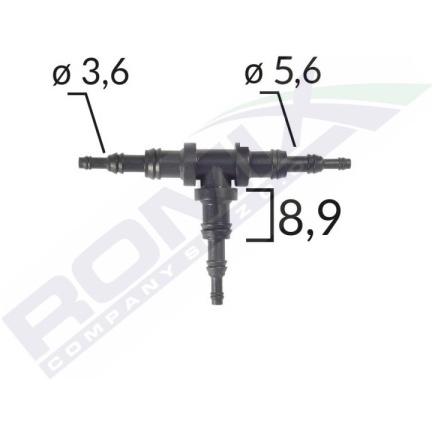 Conector Teu Furtun Conducte Universal 3.6 - 5.6 - 8.9mm - Negru Set 5 Buc  Romix C60656-RMX