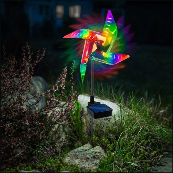 Mini - turbină eoliană solară LED - color, detașabilă - aluminiu, plastic - 75 x 23 x 23 cm 11272