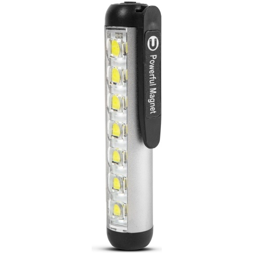 Lanternă LED - cu modul lumină de lucru - baterie de 400 mAh - XPE + LED SMD - 500 lm - IP55 - argintiu 18580A