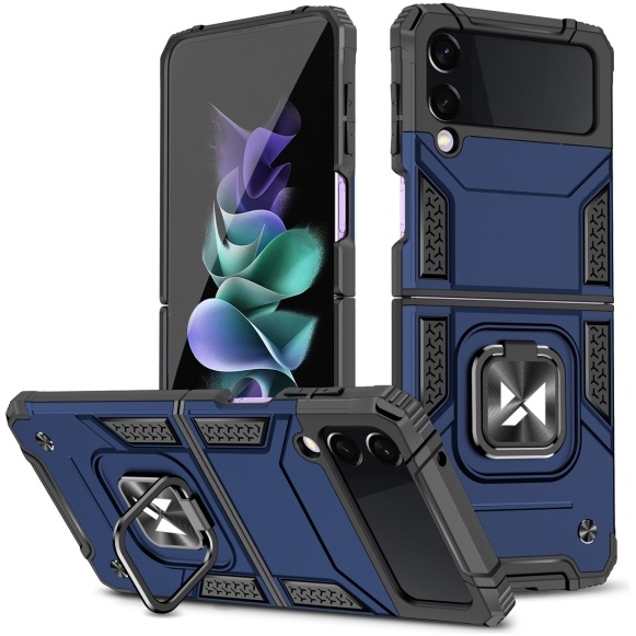 Husa Wozinsky Ring Armor Pentru Husa Blindata Samsung Galaxy Z Flip 4 Suport Magnetic Inel Albastru  9145576265659