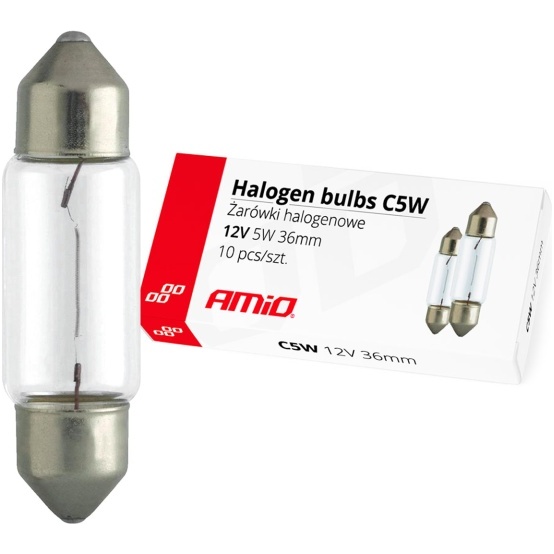 Becuri Cu Halogen C5w Festoon 36mm 12v 10buc Amio 01486