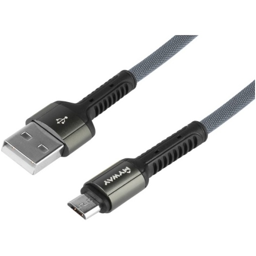 Cablu De Incarcare Si Sincronizare, Microfibra Impletita, 200 Cm, Usb> Micro Usb  Maway 63025