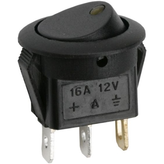 Interupator basculant 1 circuit 16A-12VDC OFF-ON, cu LED galben 09042SA