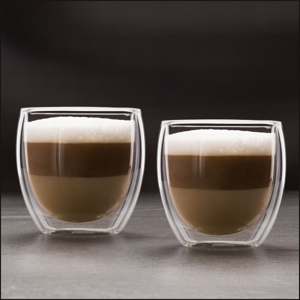 Pahar din sticla pentru cappuccino cu perete dublu - 250 ml - 2 buc/cutie 57176J
