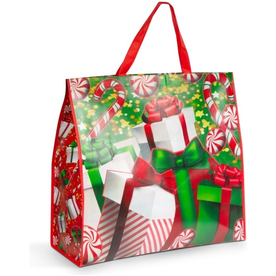 Sacoșă de cadouri mare - de Crăciun - 50 x 44 x 18 cm - roșie 58676B
