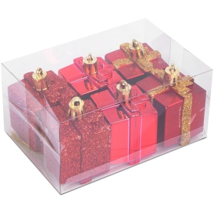 Set decor brad - cadouri roșii - 4,5 cm - 6 buc/set 58781C