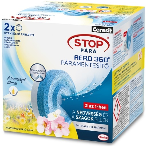 Henkel - Tabletă Ceresit Stop pentru reumplerea aparatului de dezumidificare - aromă „Flori sălbatice” - 2 x 450 g H2629953