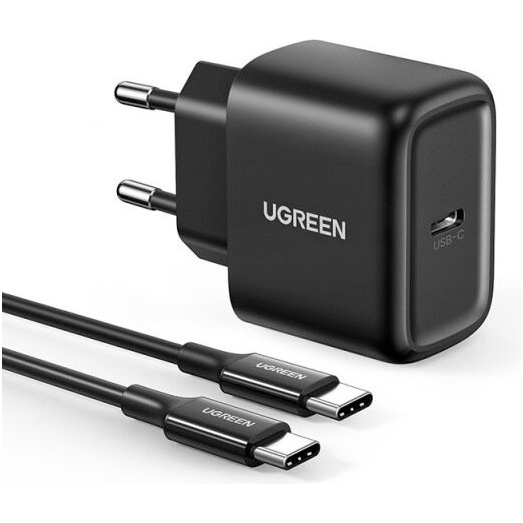 Încărcător Ugreen USB Tip C 25W Putere Livrată + Cablu USB Tip C 2m Negru (50581) 