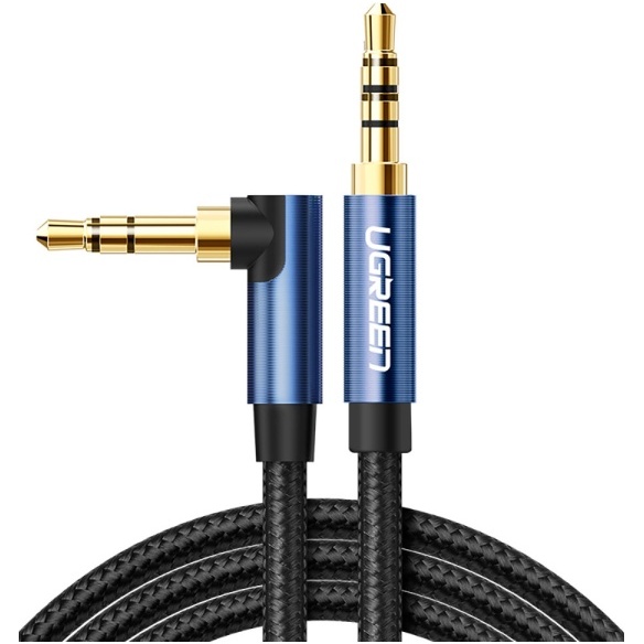 Cablu AUX în Unghi Ugreen 2 X Mini Mufă 3,5 Mm 1,5 M Albastru (AV112)  60180-UGREEN