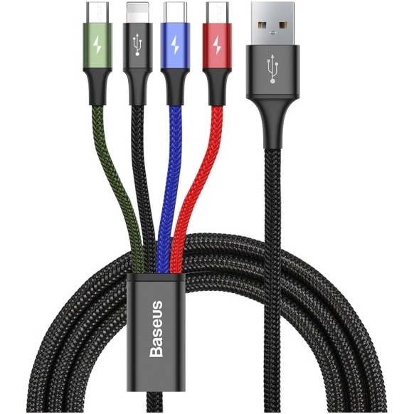 Baseus Lightning / USB Tip C / 2x Cablu împletit De Nailon Micro USB 3,5 A 1,2 M Negru (CA1T4-C01) 
