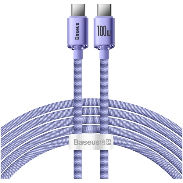 Cablu Baseus Crystal Shine Series Cablu USB Pentru încărcare Rapidă și Transfer De Date USB Tip C - USB Tip C 100W 2m Violet (CAJY000705) 