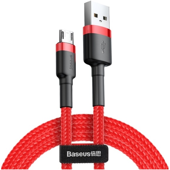Cablu Baseus Cafule Sârmă împletită Din Nailon Durabil USB / Micro USB QC3.0 2.4A 1M Roșu (CAMKLF-B09) 
