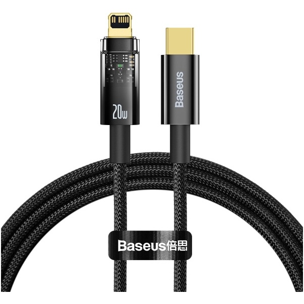 Baseus Explorer Series USB Type C - Cablu Lightning 20W 1m Negru (CATS000001) 