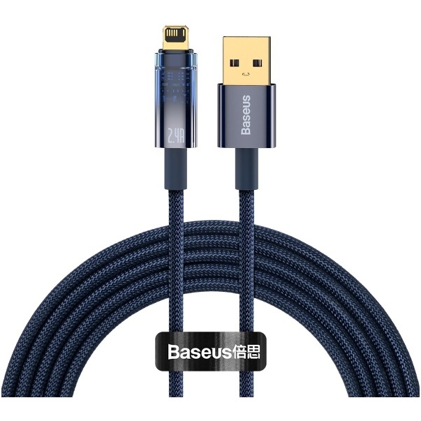 Cablu Seria Baseus Explorer USB - Lightning 2.4A 2m Albastru (CATS000503) 