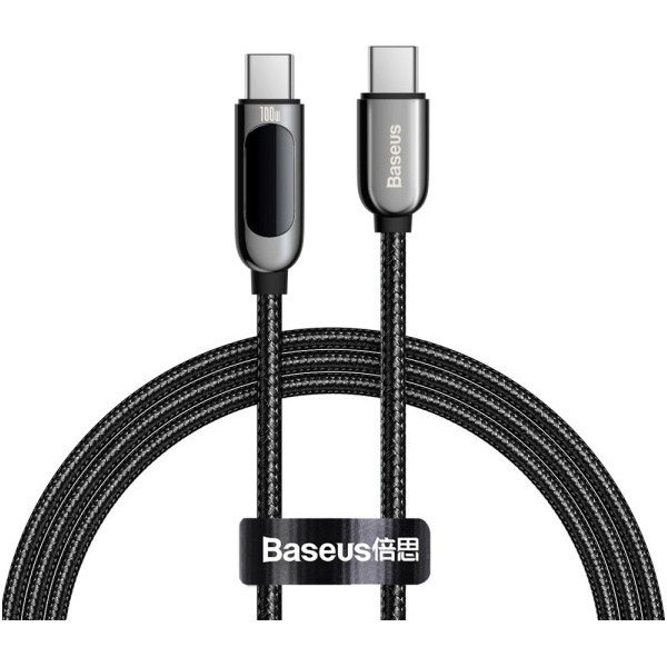 Baseus USB Tip C - Cablu USB Tip C 100 W (20 V / 5 A) 1 M Putere De Livrare Cu Ecran De Afișare Contor De Putere Negru (CATSK-B01) 